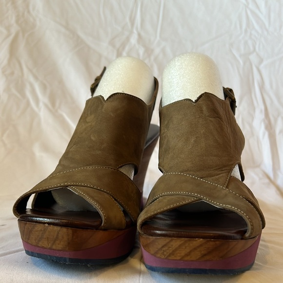 Audley London Stacked Open Toe Platform Wedge Sandals Women's size 6/37 - Picture 4 of 7